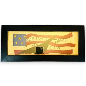 Patriotic Gloria Bowlin Sweet Land of Liberty Framed Fabric 18.5 x 8.75